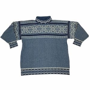 Dale Of Norway Wool Fair isle wool mock neck sweater blue size L vintage